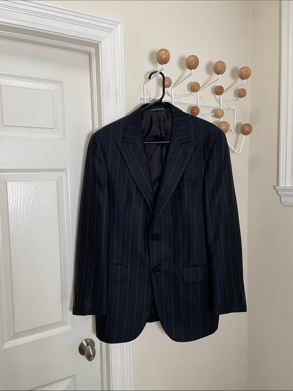 Coppley - Vertica Striped Wool Old Money Blazer - Black / Brown - 40